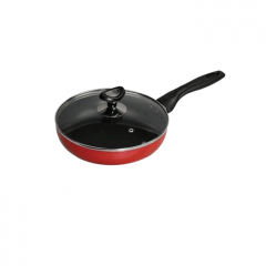 TPR NS Glamour Fry Pan with Lid (Red) - 24 cm